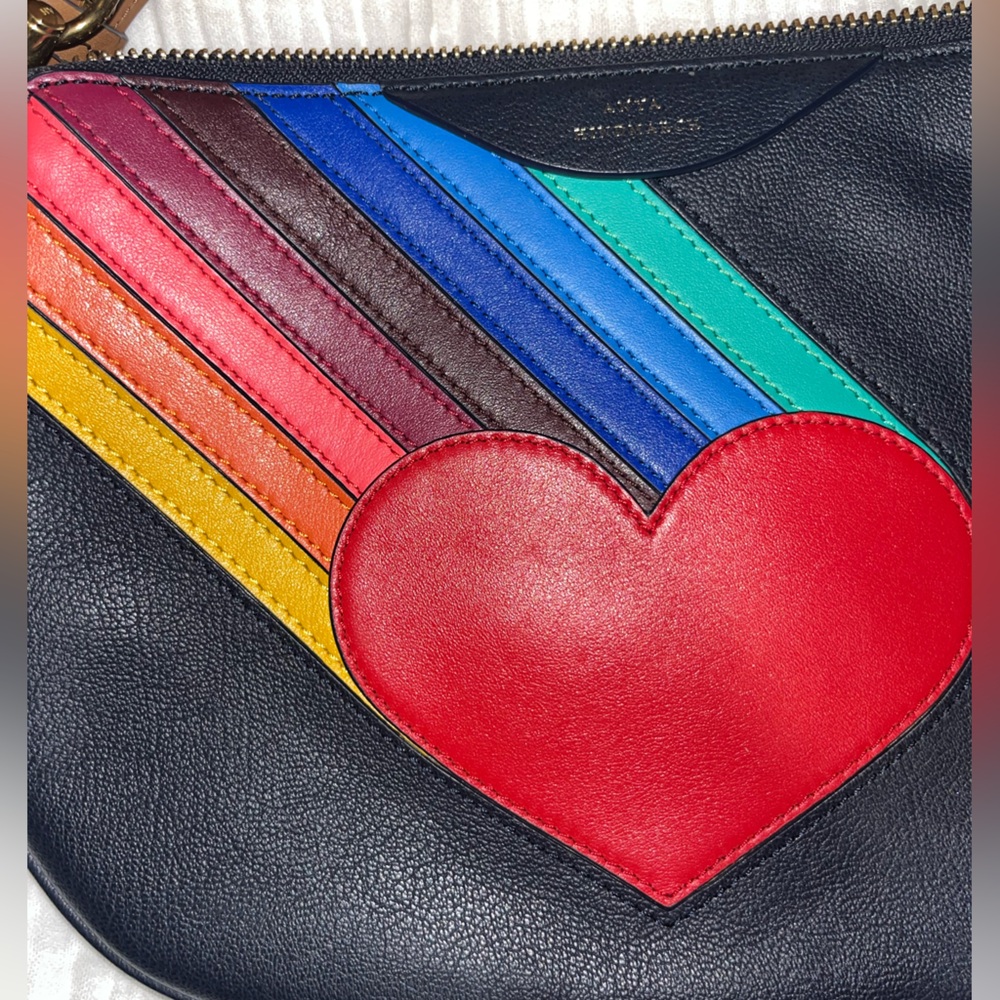 Anya Hindmarch Soft Stack Rainbow Heart Leather Crossbody bag